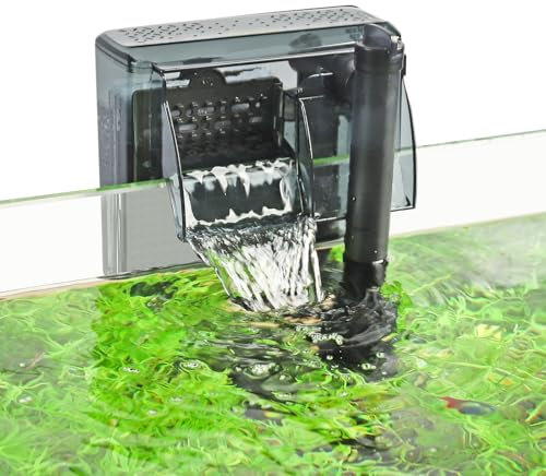 hygger Aquarium HOB Filter 210 GPH for 20-40 Gallon Fish Tank Power Filter with Adjustable Water Flow Extendable Intake Tube External Hang-On Back Filter