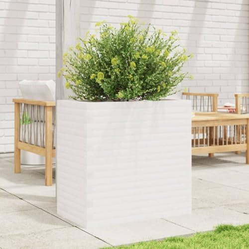 Somanki Pflanzkübel Weiß 70x40x68,5 cm Massivholz Kiefer, Blumentopf Gross, Blumenkasten Balkon, übertopf, Pflanzkasten, Flowerpot, Kräuterbeet Für Die Küche, Vertikalbeet - 3282485