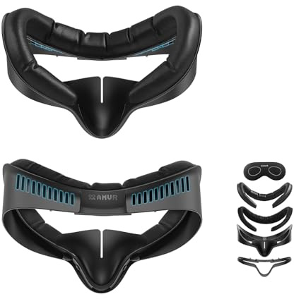AMVR Kompatibel mit Meta Quest 3S Facial Interface Face Pad Cover Zubehör, Comfort PU Cushion und atmungsaktives Ice Silk Cotton Face Pad(Standardausführung)