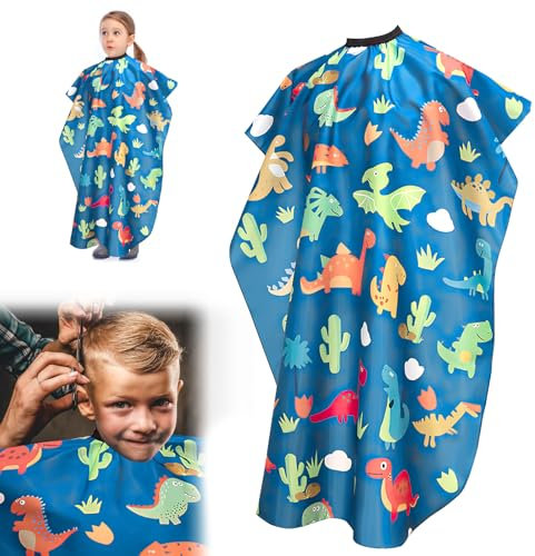 Tapvai Stoffa Di Dinosauro Mantella Parrucchiere per Bambini, Mantella Barbiere con Chiusura a Scatto Regolabile, Mantellina Parrucchieri per Ragazzi Ragazze Acconciatura, Salone