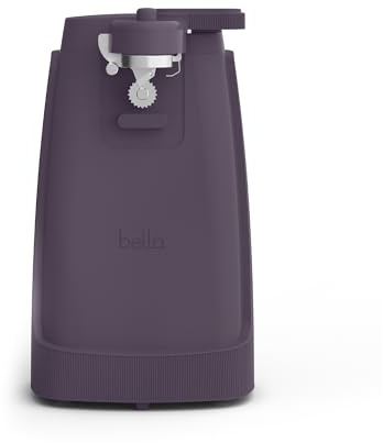 bella Abrelatas eléctrico y afilador de cuchillos, abridor multifuncional de tarros y botellas con palanca de corte extraíble y almacenamiento de cable, hoja de acero inoxidable, ciruela