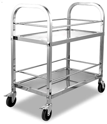 Carrello da lavoro in acciaio inox con ruote, tavolo da lavoro e preparazione commerciale, ruote silenziose a 360°, per ristorante, cucina, magazzino, garage, hotel, ,75*40*83.5 cm/30*16*33 in