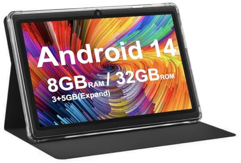 PEICHENG Tableta Android 12 de 7 pulgadas, 4 GB de RAM, 32 GB de ROM, procesador de cuatro núcleos de 1.5 GHz, cámara dual, pantalla IPS de 1024 x 600, expansión de 512 GB, tableta con funda, color