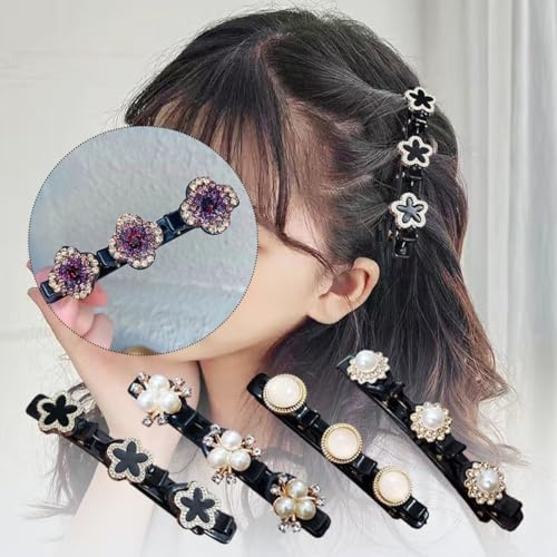 TSUOUKL 5 Pièces Ensemble De Pinces à Cheveux pour Femmes,Pince à Cheveux en Cristal,Pince à Cheveux Double Couche pour Femmes avec Pinces pour Femmes Et Filles,Quotidien,Fête,Mariage