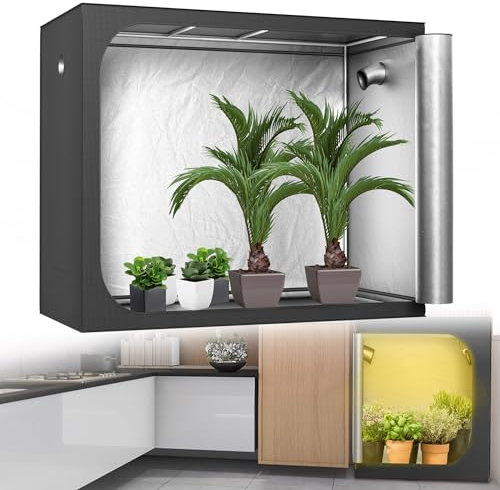 YRHome Growzelt für Indoor Growbox Lichtdicht & Wasserdicht mit Transparentem Sichtfenster Pflanzenzelt aus 600D Oxford-Stoff Zuchtzelt Indoor Anbauzelt Grow Tent für Tomaten Gemüse - 240x120x200cm