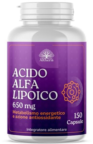 Acido Alfa Lipoico ALA 650mg 150 Capsule ad Alto Dosaggio - Metabolismo Energetico, Antiossidante Contro Stress Ossidativo - Integratore Made in Italy