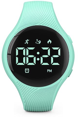 Digital Waterproof Pedometer Watch, Fitness Tracker, Step Counter, Distance, Vibrating alarm clock, Stopwatch, Great Gift for for Kids Childrens Teen Girls Boys Women (Green)
