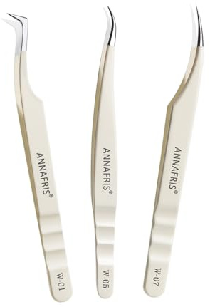 ANNAFRIS Pince Extension Cils Inoxydable Pince à Faux Cils(W1+5+7)