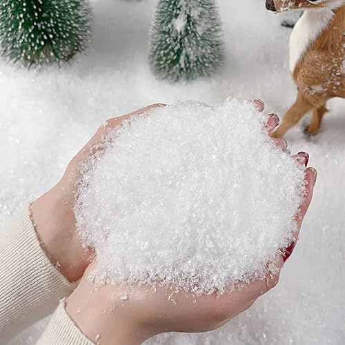 50g Fake Snow Decoration - Artificial Snow for Christmas Decoration, Fake Snow for Village Displays - Dry Plastic Snowflakes for Holiday Decor Winter Displays