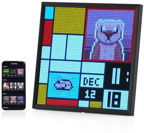 Divoom Pixoo-64 WiFi Pixel Art Display, Digital Photo Frame with 64×64 LED Panel, Unique Light Decor, App Control