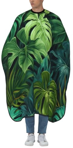 Woshuwo Rainforest Plants Monstera Tropical Hair Cutting Apron,Salon Barber Apron For Adult