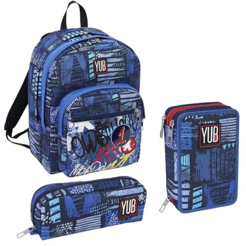 Seven Set Scuola Boy, Zaino con Astuccio 3 Zip e bustina, Graffiti