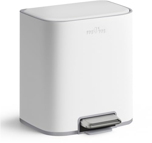 mVm 20L Kitchen Bin,Stainless Steel Trash Bin with Lid,Heavy Duty Step Trash Can with Inner Bucket,Soft Close and Stays Open,Smooth Edge Garbage Bin for Home Office Bedroom