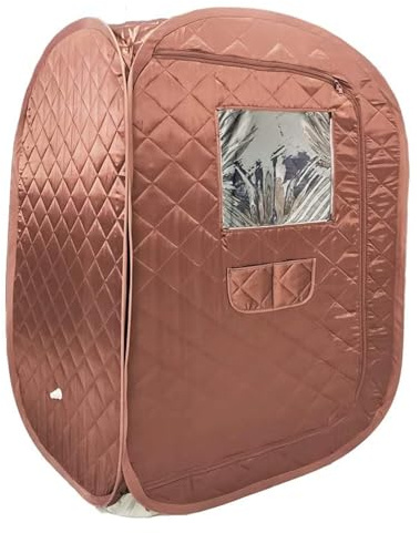 Manta de sauna, Tienda de sauna portátil, spa de cuerpo completo plegable for una persona for terapia de desintoxicación sin izador de sauna(Brown-No steamer)