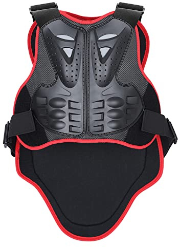 Protection Moto Vélo Equipement Dorsale Pare Pierre pour VTT Cross Trottinette Ski Adulte Enfant (Noir / Rouge, M)