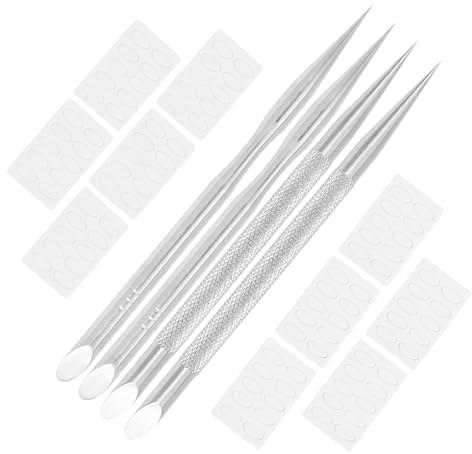 Ipetboom Kit de Soin des Ongles en Acier Inoxydable 2 Sets Repousse-Cuticules Double Face Papiers de Verre Multigrains 50 Grains Fins 50 Grains Grossiers Portable pour Manucure