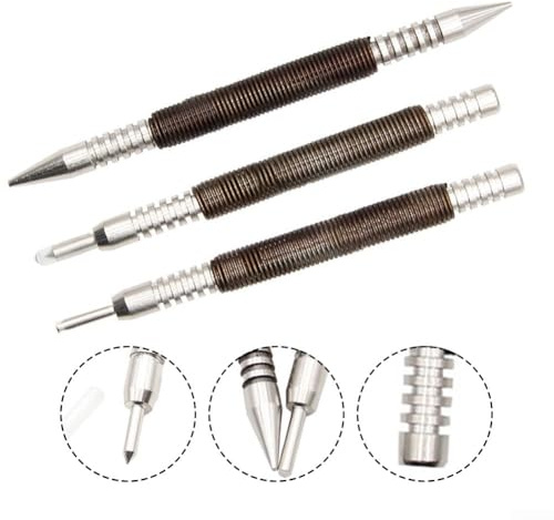 Lot de 3 chasse-goupilles centrales à ressort pour marquage de menuiserie et retrait de charnière de porte, compatible avec les tailles de clous en acier de 0,3 cm et 3/32