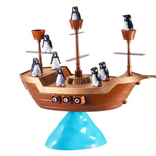 Tilt-A-Polar Game with Iceberg Base, 12 Figures, Stability Contest, Travel Tin