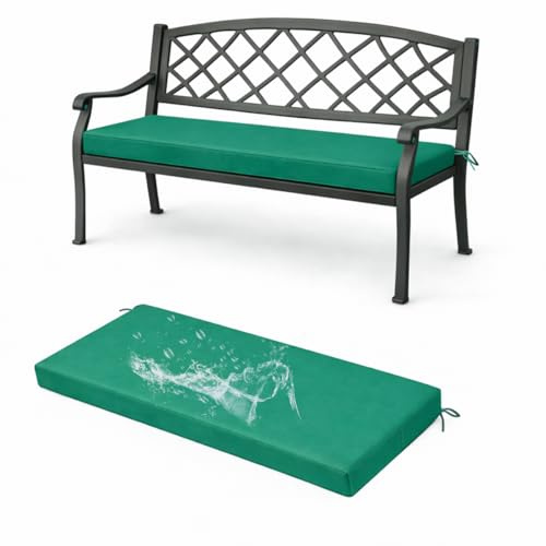 Generico Cuscino panca esterno 110x45cm impermeabile 50D alta densità, cuscino per panca comodo per giardino, terrazza o balcone con fissaggio antiscivolo, set di cuscini per panche