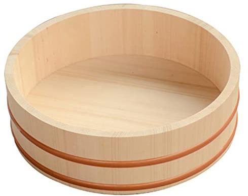 Adima Hangiri Oke Sushi Rice Cooling Bowl Japanese Wooden Sushi Rice Mixing Tub for Sushi Restaurant Rice Barrel Home Kitchen,72x16cm