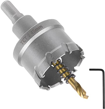 Flintronic Sega a Tazza Bimetallica, 45 mm TCT Carburo Fresa/Trapano in Acciaio Inossidabile di Grado Industriale per Impieghi Gravosi,per il Taglio di Metallo, Lega di Alluminio, Plastica e Legno