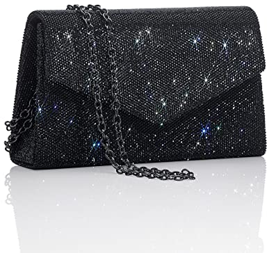 GEGELE Glitzernde Abendtaschen für Damen, Glitzer, Strass, Clutch, Geldbörse für Party, Abschlussball, Hochzeit, Schwarz