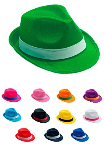 SILABA TONICA Sombreros Fiesta - PACK 10 Sombreros de Colores para Hombre y Mujer - Elige el Color de la Cinta del Gorro (sombrero Verde)