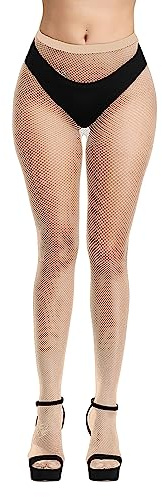 Simply Joshimo Womens Coloured Fishnet Tights | Fine Micro Net Colourful Bright Pantyhose (Beige)