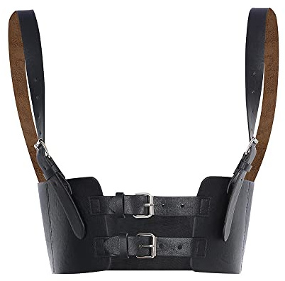 QKEPCY Punk Leather Corset Waist Belt for Women and Girls Harness Belt Adjustable Elastic Underbust Corset Goth Body Vest Belt Cosplay Party Rave Halloween Costume (Type B)