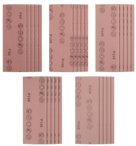 Viaky Mesh Sanding Sheets 25pcs, 70 x 198 mm Sandpaper Sheets 80 100 150 240 400 Assort Grit, Dust Free Anti-Blocking Mesh Sheet for Car Wood Furniture Floor Sanding Orbital Sander (2.76 x 7.8inch)