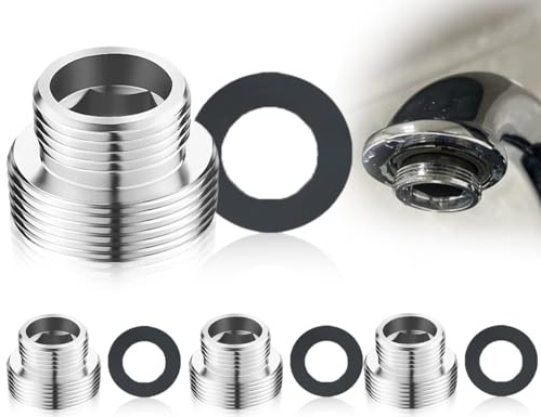 ZoeTekway 3 Stück Wasserhahn Adapter für Wasserfilter Wasserhahn, Außengewinde M18 auf M22, Wasserhahn Messing Gewindeadapter mit Gummidichtung