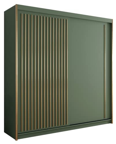 SLIDING WARDROBE 4U Creefbluff Green Modern Double Door Stylish Sliding Wardrobe (150cm)