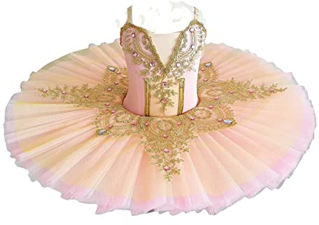 WIINXX Mädchen Kind Ballett Tutu Rock Dehnbares Trikot Wettkampfkleid Schwanensee Kostüm Kinder Bauchtanz Kostüme Bühnenkleid,Orange,160