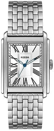 Fossil Men's Watch, Carraway Quartz Stainless Steel Three-Hand Watch for Men, Color: Silver