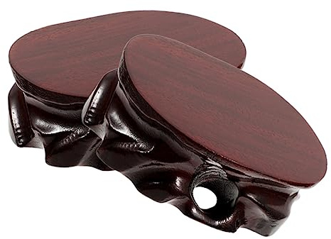 KONTONTY Wooden Display Stand Oval Base for Crafts Statues Planters Incense Burners and Flowerpots 3.94 X 2.36 X 0.79 in Riser for Home Tea Shops Museums 2 Pack