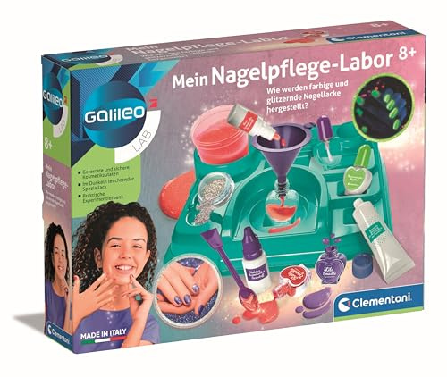 Galileo Lab Mein Nagelpflege Labor - Nageldesigns selber erschaffen, DIY Nagellack Set für Kinder ab 8 Jahren, 59325 von Clementoni