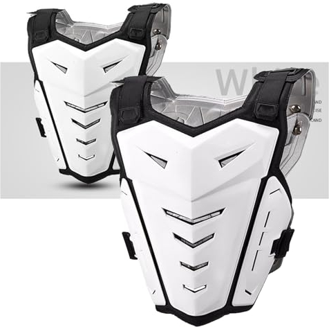 Motorrad-Schutzpanzer for Erwachsene, Rückenprotektor, Brust, Wirbelsäule, Schulter, Arm, Ellenbogen, Knie, Motocross-Protektor, Ski, Skaten, Schutzweste (Color : White)