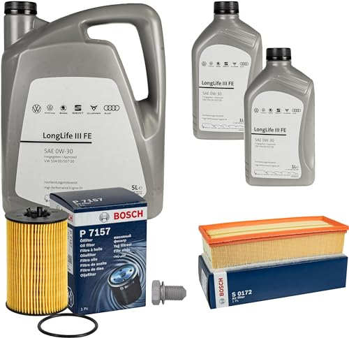 Inspektionspaket Wartungspaket Filterset mit 7 L 0W-30 Motoröl LongLife 3 FE, Ölfilter Luftfilter Ölablassschraube