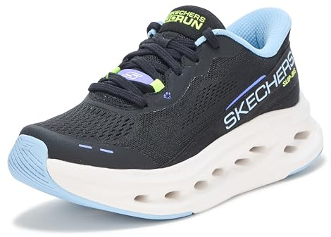 Skechers Mujer MAX Cushioning Glide-Step Caledonia Slip-In Entrenador | Máxima amortiguación, manos libres, plantilla Goga Mat refrigerada por aire, entresuela Glide Step, goma Goodyear