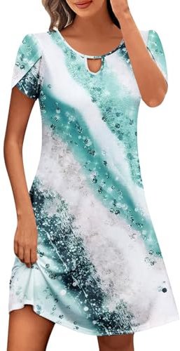 Dyhxuan Sommerkleider Damen Knielang Elegant Kleid Blumenmuster Neckholder Rüschen Freizeitkleider mit Taschen Angebote des Tages Heute Blitzangebote des Tages Tagesangebote Heute Frühlingsangebote