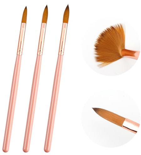 3 Pcs Acrylic Nail Brush Set,Size 8/10/14 Nail Brush Set for Nail Extension Acrylic Nail Art Design Women Gift Set – Manicure & Pedicure Nail Brushes for Professional Use