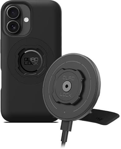 QUAD LOCK Klebehalterung fürs Auto-Armaturenbrett Handyhalterung mit MAG-Kabelloser Ladekopf V2 und MAG-Hülle für iPhone 16