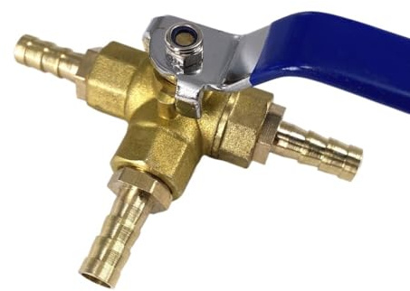4/6/8/10/12/14/16mm Hose Barb Brass Full Port L-Port 3 Way Ball Valve Connector Adapter for Water Oil Air Gas(8mm Barb)