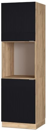 Vicco Herdumbauschrank Fame-Line, Schwarz gestreift, 60 cm offen, zur Kombination mit weiteren Modulen der Fame-Line Serie
