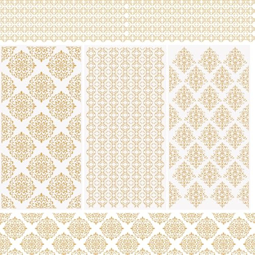 WANDIC 3 Bogen Rub on Transfer Stickers, Mandala Aufkleber Gold mit Vintage Blumen Muster, Europäischer Stil, Wasserdicht, Möbel, Kunsthandwerk, Verzierungen für Fotoalbum und Scrapbook, 15 x 30 cm
