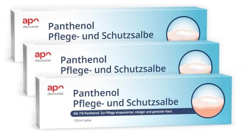 apodiscounter Panthenol Pflege- und Schutzsalbe (3x 100 ml) - mit Panthenol & Vitamin E - für Empfindliche, Rissige & Gereizte Haut