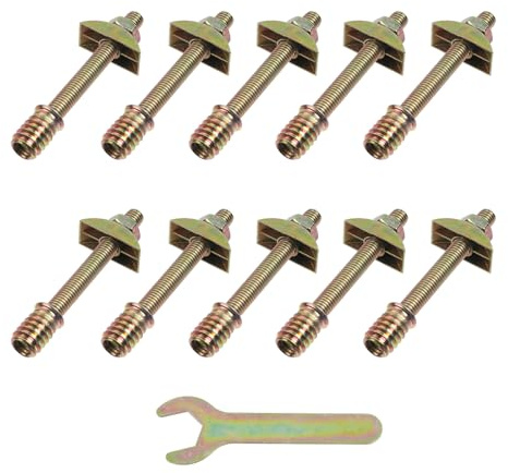 Semetall 10 Sets Bed Frame Hardware Connector Kit,M8x80mm Countertop Connector Bolts,Table Top Fasteners,Bed Assembly Fasteners Bolts Nuts Threads Half Moon Spacers