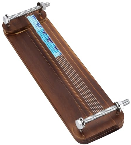 FINGERINSPIRE Rechteckiger Holzwebstuhl Zum Weben Mit Rocailles Perlen 35x10cm Großer Webstuhl Für Rocailles Perlen In Sienna Farbe Schmuckherstellungswerkzeug Für Loomed Stitch Kurze Halsketten