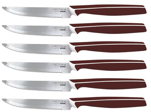 Pedrini Master Coltelli da Bistecca, 6 pezzi, colore marrone, lama accio inox