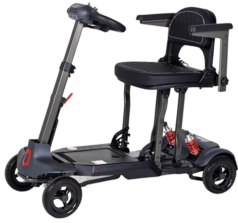 Genie Auto Folding Lightweight e-Mobility Device – 17.5kg – Remote Folding – 4mph – 9-Mile Range – Compact Travel e-Mobility Device – Car Boot & Airline-Friendly (Orange)